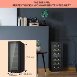 Shiraz 12 Duo Weinkühlschrank 2 Zonen 42L/12 Flaschen 5-12 / 12-18 °C Touch -Klarstein 10041361 de 0006 usp