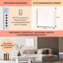 Wonderwall Santorini Smart Infrarot-Heizung 60x60cm 500W Timer IP24 -Klarstein 10041818 de 0006 usp