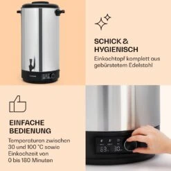 Abbey 60 Einkochautomat Getränkespender 60L 100°C 180min Edelstahl -Klarstein 10041840 de 0004 logo