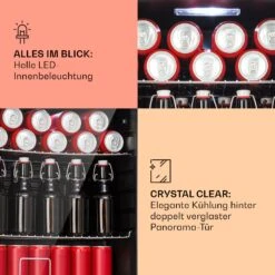 Beersafe XL Kühlschrank 60 Liter 2 Böden Doppelt Isolierte Panoramaglastür Edelstahl -Klarstein 10041891 de 0004 usp