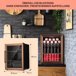 Beersafe XL Kühlschrank 60 Liter 2 Böden Doppelt Isolierte Panoramaglastür Edelstahl -Klarstein 10041891 de 0007 usp