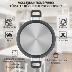 Noto Endurance Kochtopf Ø28cm Geschmiedetes Aluminium Deckel Induktion PTFE-Antihaftbeschichtung -Klarstein 10045008 de 0004 usp