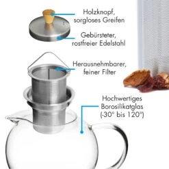 Sencha Teekanne 0,65 L Edelstahl-Siebeinsatz Borosilikatglas Deckel -Klarstein 10045058 de 0006 logo