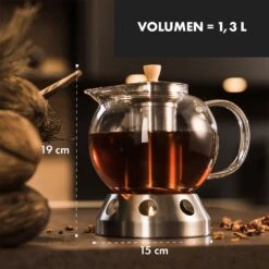 Sencha Design-Teekanne Mit Hibiscus Edelstahl-Stövchen 1,3 L Siebeinsatz -Klarstein 10045059 de 0007 logo