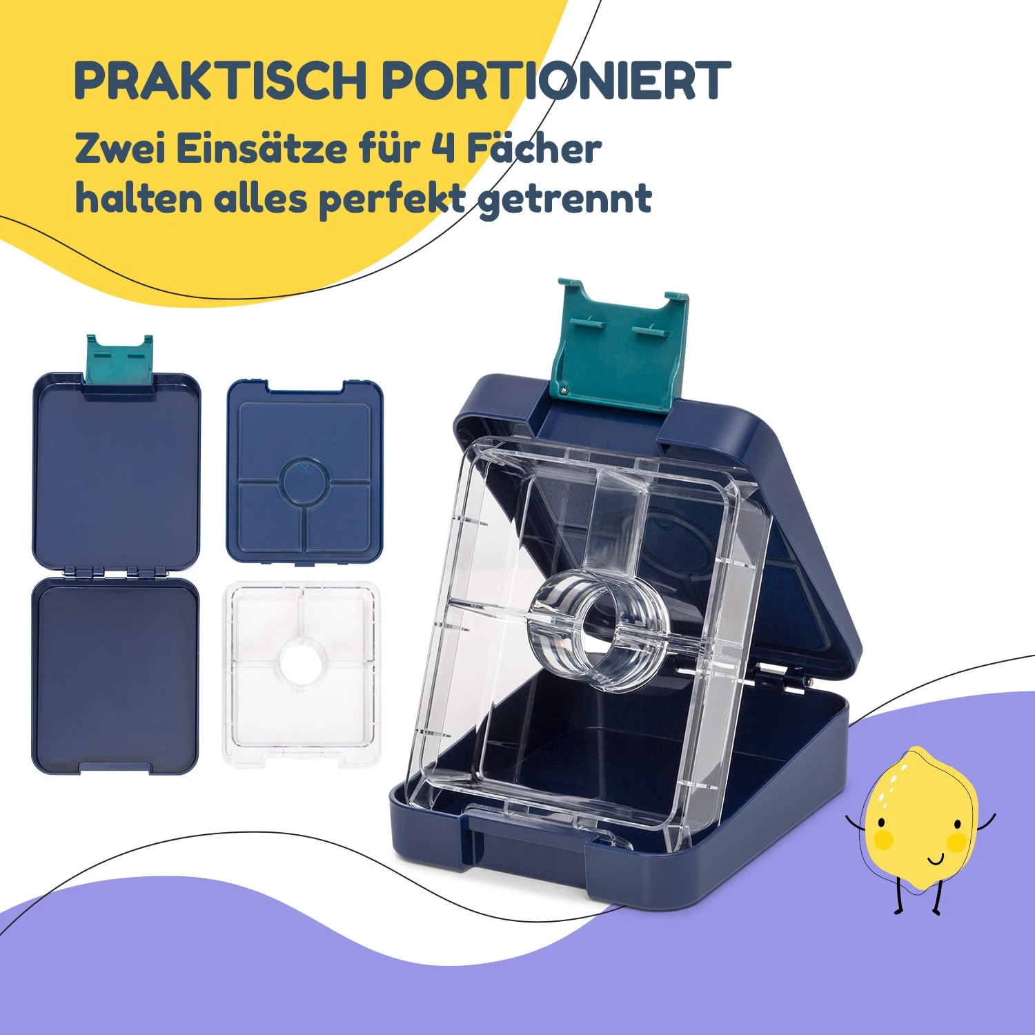 Klarstein Schmatzfatz Easy Snackbox 4 Fächer 18 X 15 X 5 Cm (BxHxT) 4 Klarstein Schmatzfatz Easy Snackbox 4 Fächer 18 X 15 X 5 Cm (BxHxT) – Bild 4