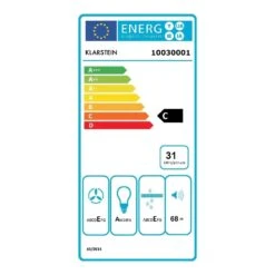 Purista Dunstabzugshaube Umluftset 60cm 190 M³/h 2 Aktivkohlefilter -Klarstein 60002303 energy label