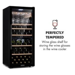 Barossa 102 Duo Weinkühlschrank-Set 2 Zonen 102 Fl. Weinglasregal -Klarstein 60002419 yy 0009 logo Klarstein Barossa 102D Weinglas Regal Echtholz