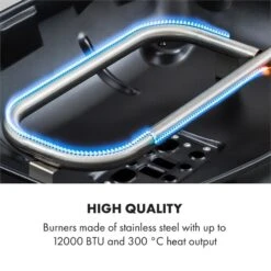 Parforce One 3,5kW 12000BTU 300°C SNJS Gasschlauch Schwarz -Klarstein 60002427 yy 0005 logo Klarstein Parforce One Gasgrill 12000BTU schwarz