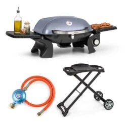 Parforce One Gasgrill 3,5kW 12000BTU SNJS Grilltisch Gasschlauch Grau