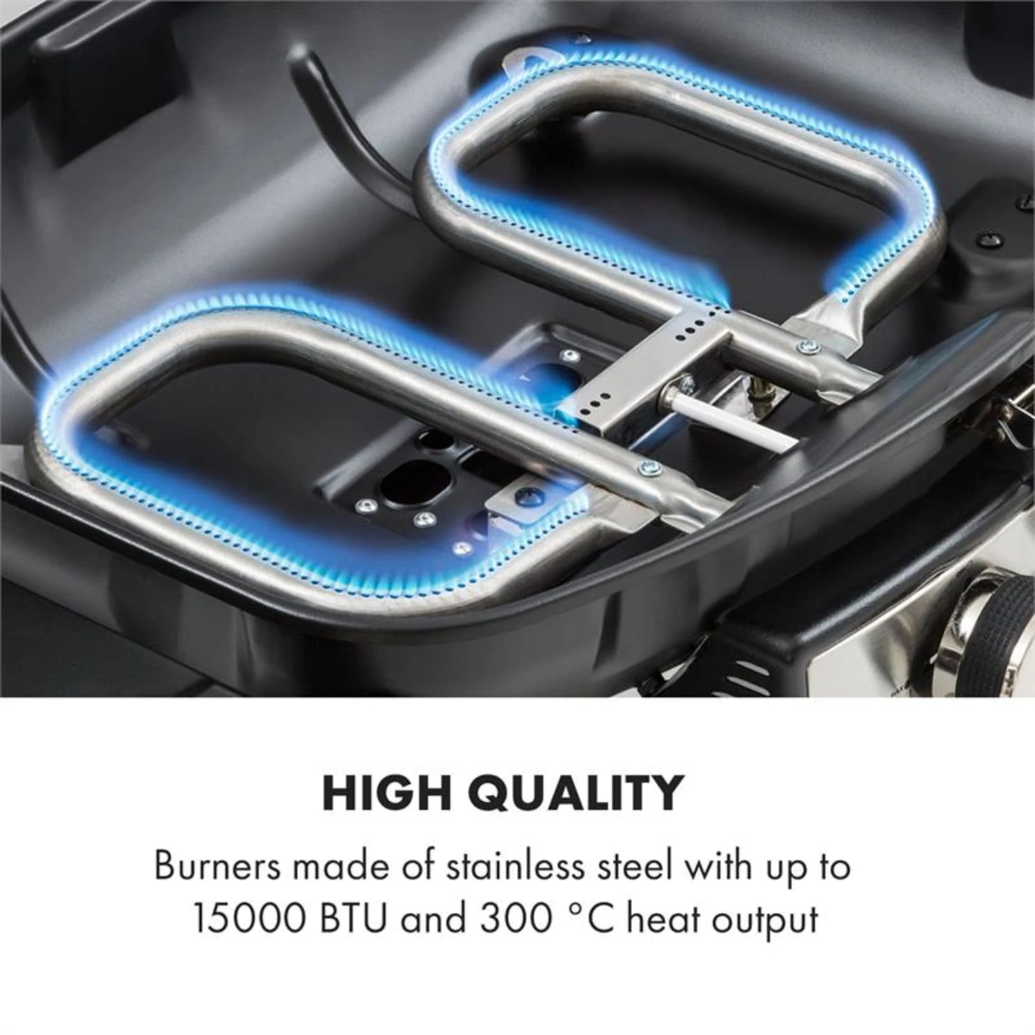 Parforce Duo Gasgrill 2 Brenner 4,4kW 15000BTU Gasschlauch Schwarz – Bild 5